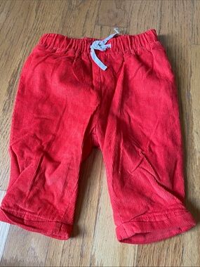 Baby Boden Bright Red Corduroy Baby Pants with White Drawstring
